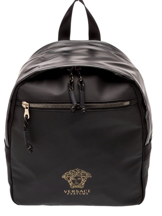 Versace Handbags - Versace Black Backpack with Gold Logo
